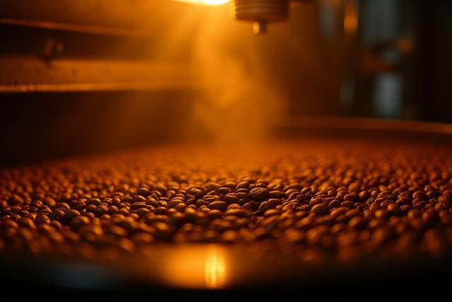 Kávébabok pörkölés közben