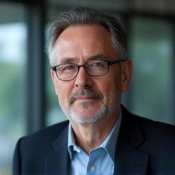 Stratégiai vezető: Nagy Péter portréja, elgondolkodva, modern irodában.